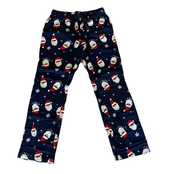 Old Navy Navy Flannel Santa Novelty Print Long Pajama Drawstring Closure S #2184 - Picture 1 of 12